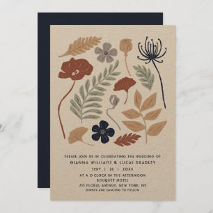 Invitación Boda moderno floral de flores de secuoya azul simp