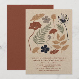 Invitación Boda moderno floral de flores de secuoya azul simp