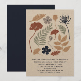 Invitación Boda moderno floral de flores de secuoya azul simp