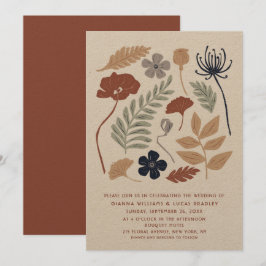 Invitación Boda moderno floral de flores de secuoya azul simp