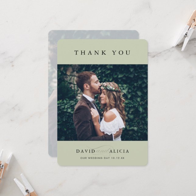 Invitación BODA MODERNO foto simple jaula clásica verde (Anverso/Reverso In Situ)