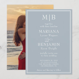 Invitación Boda moderno fotográfico Minimalista gris claro