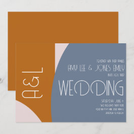 Invitación Boda Moderno Geométricas Terracota Rosa Suave