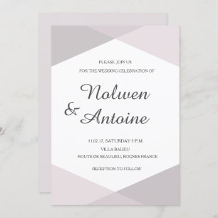 Invitación boda moderno geométrico elegante de color rosa Rub