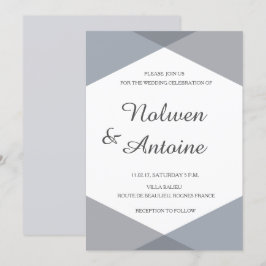 Invitación Boda moderno geométrico elegante y gris de Lilac