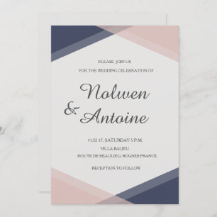 Invitación boda moderno geométrico elegante y rosa Rubor