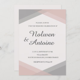 Invitación boda moderno geométrico gris rosa Rubor