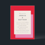 Invitación Boda moderno geométrico negrita rosa de estilo roj<br><div class="desc">Moderno Geometric Bold Pink Red Stylish Wedlish Invitación a la boda</div>