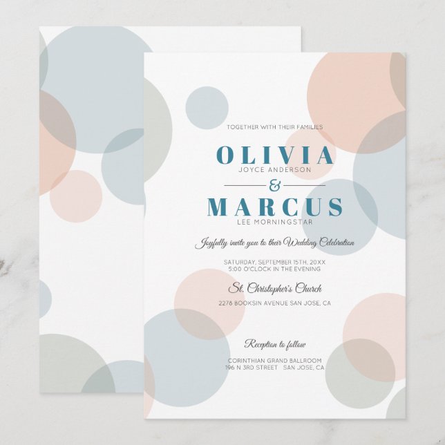Invitación Boda Moderno Gran Audaz Confetti Dots (Anverso / Reverso)