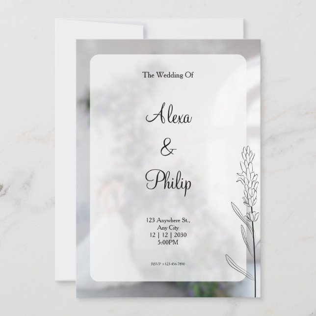 Invitación Boda moderno gris (Anverso)