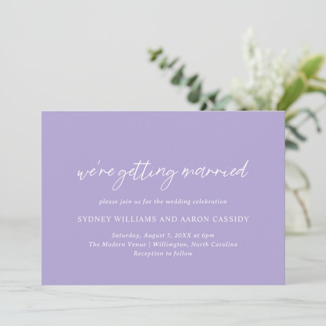 Invitación Boda moderno Lavender de Sydney (Anverso de pie)