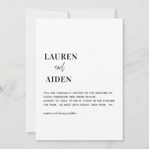 Invitación Boda moderno Minimalista blanco y negro