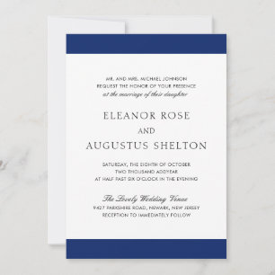 Invitación Boda moderno minimalista con elegancia azul de la 