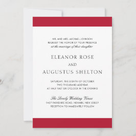 Invitación Boda moderno minimalista de color rojo y negro ele