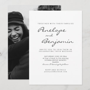 Invitación Boda moderno Minimalista de escritura de fotos en