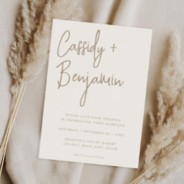 Invitación Boda moderno Minimalista de escritura de marfil en