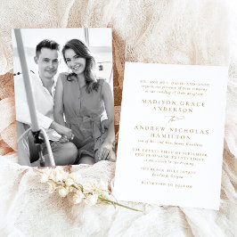 Invitación Boda moderno minimalista de fotos de oro