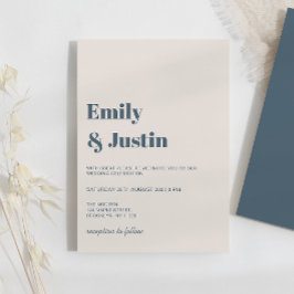 Invitación Boda moderno minimalista de la Marina Azul beige