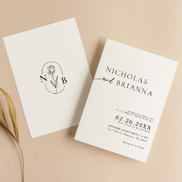 Invitación Boda moderno Minimalista del Boho Blanco Negro