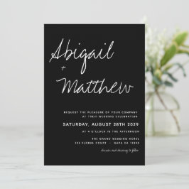 Invitación Boda moderno Minimalista del Boho Blanco y Negro