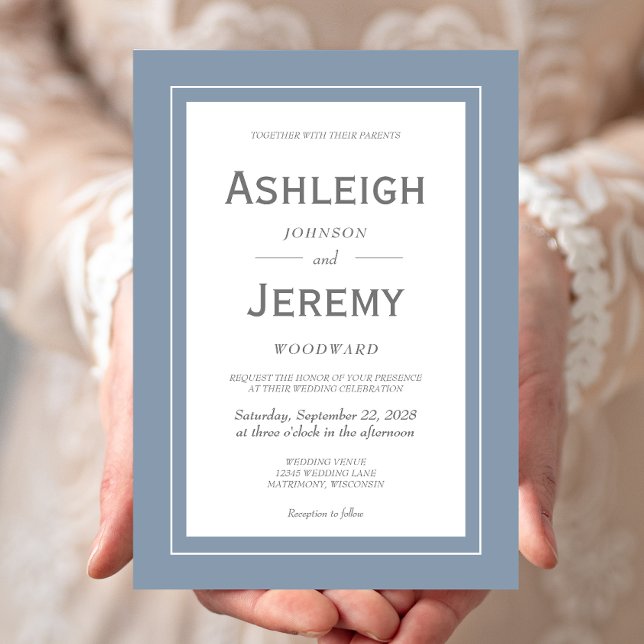 Invitación Boda moderno Minimalista gris azul turbio (Subido por el creador)