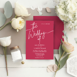 Invitación Boda moderno Minimalista magenta rojo