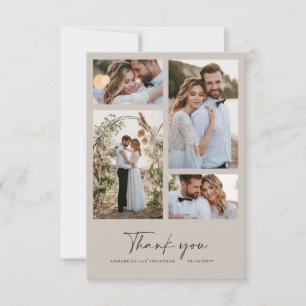 Invitación Boda moderno minimalista multifoto gracias gris