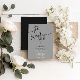 Invitación Boda moderno Minimalista negro y gris