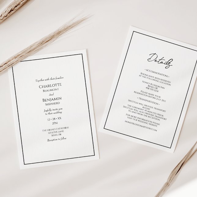 Invitación Boda moderno Minimalista simple todo en uno (Subido por el creador)