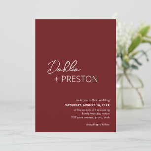 Invitación Boda moderno mínimo de Borgoña