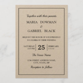Invitación Boda moderno mínimo de Kraft rústico