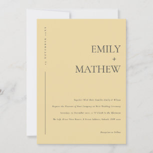 INVITACIÓN BODA MODERNO MÍNIMO DE TIPOGRAFÍA AMARILLA OCRE