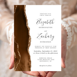 Invitación Boda moderno Mocha Brown Gold Agate