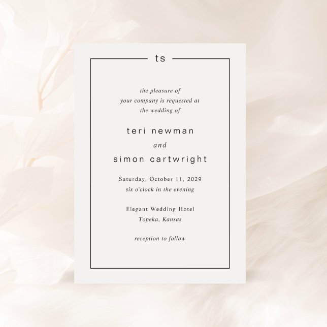 Invitación Boda moderno monograma blanco y negro eterno (Subido por el creador)