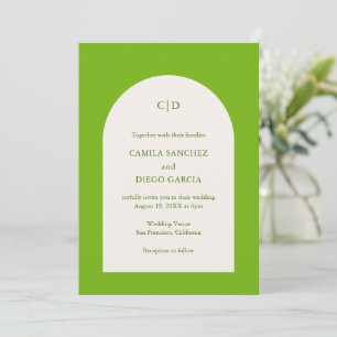 Invitación Boda moderno monograma simple con artreuso