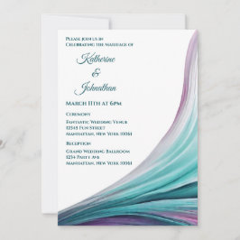 Invitación Boda moderno-morado y Verde azulado