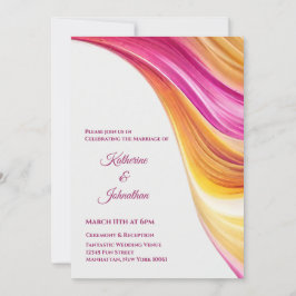 Invitación Boda moderno - Naranja abstracto-rosado Amarillo-
