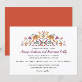 Invitación Boda moderno Naranja elefante indio