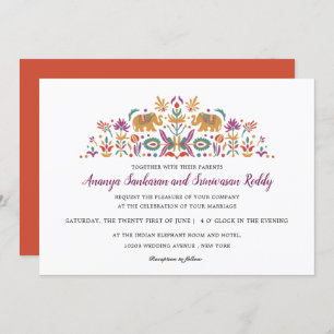 Invitación Boda moderno Naranja elefante indio