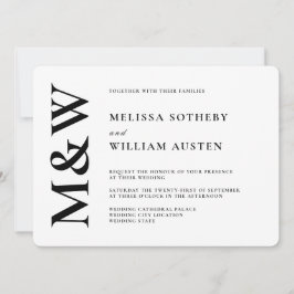 Invitación Boda moderno Negrita Negrita y Blanco