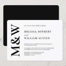 Invitación Boda moderno Negrita Negrita y Blanco
