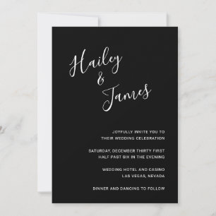 Invitación Boda moderno negro y minimalista