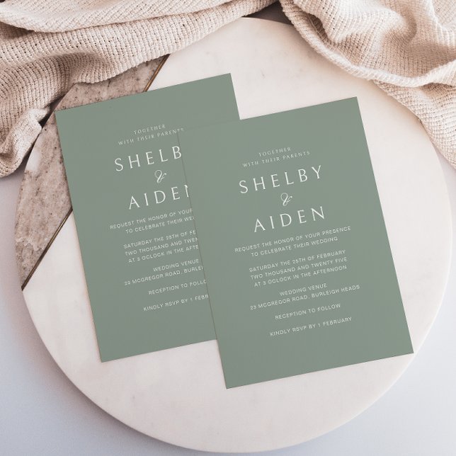 Invitación Boda Moderno Neutral Sage Green Elegant (Subido por el creador)