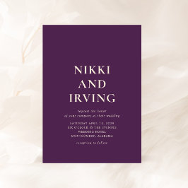 Invitación Boda moderno Nikki púrpura