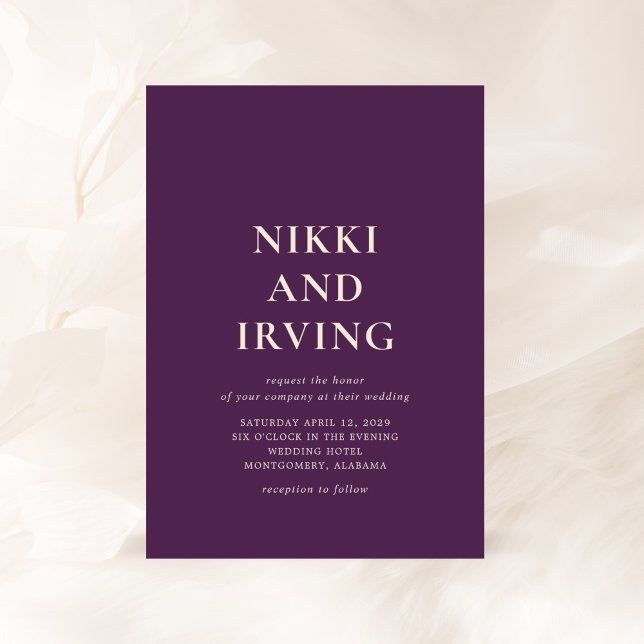 Invitación Boda moderno Nikki púrpura (Subido por el creador)