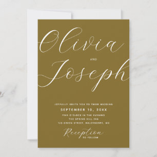 Invitación Boda moderno Olive Golden Bronze   Foto y QR