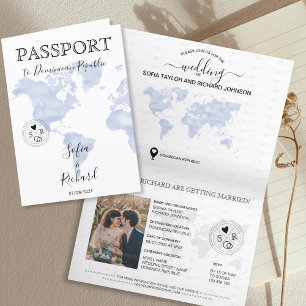 Invitación Boda moderno Pasaporte de destino Mapa del mundo a