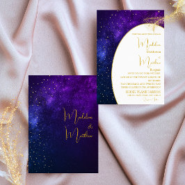Invitación Boda moderno por la noche celestial Sky Gold Stars