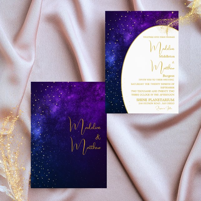 Invitación Boda moderno por la noche celestial Sky Gold Stars (Subido por el creador)