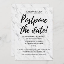 Boda moderno postergó el aplazamiento cancelado